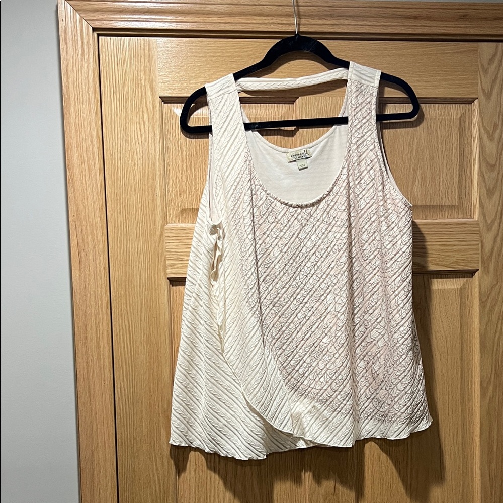 One world Cream Sleeveless Textured Tank